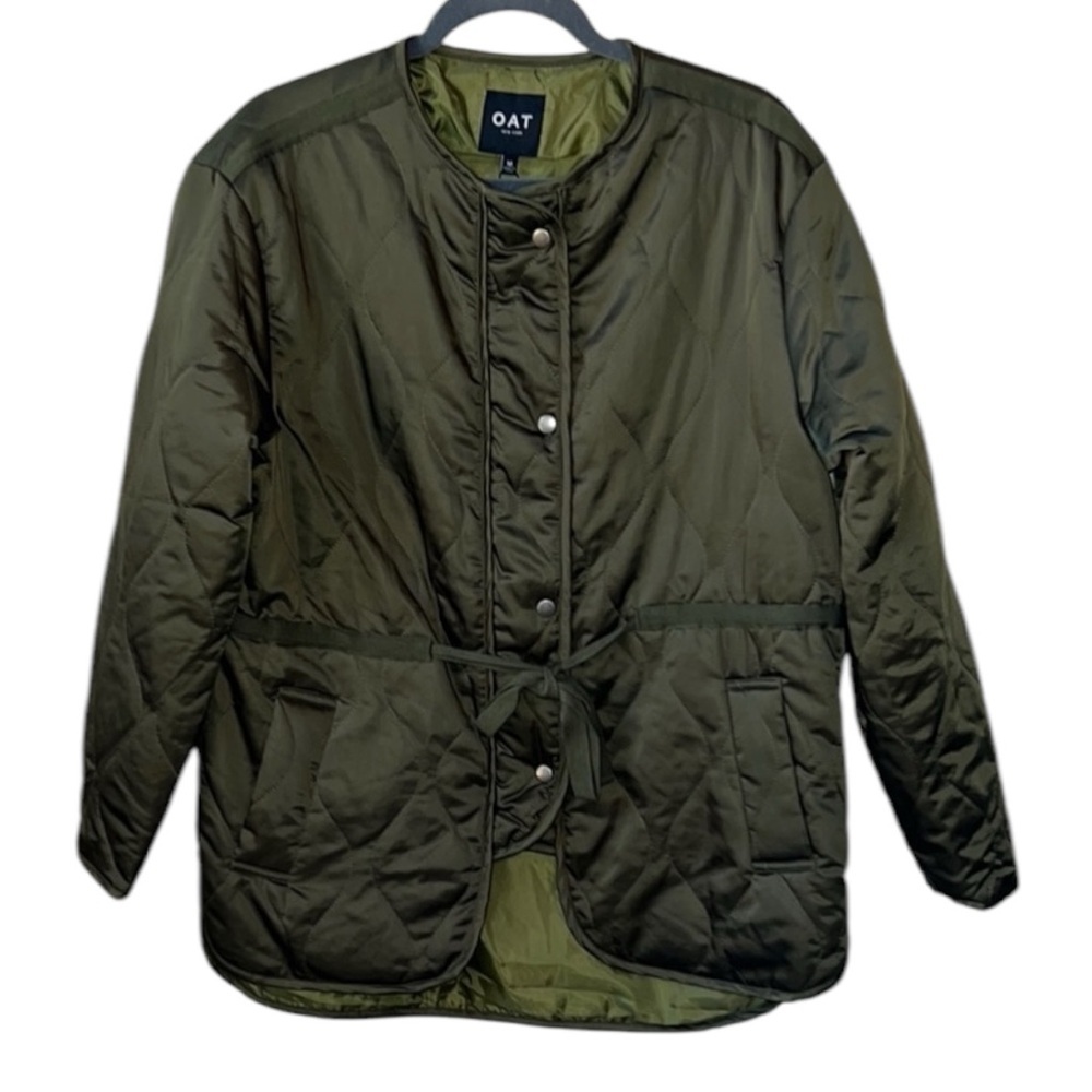 Oat New York Olive Green Quilted Jacket Size M